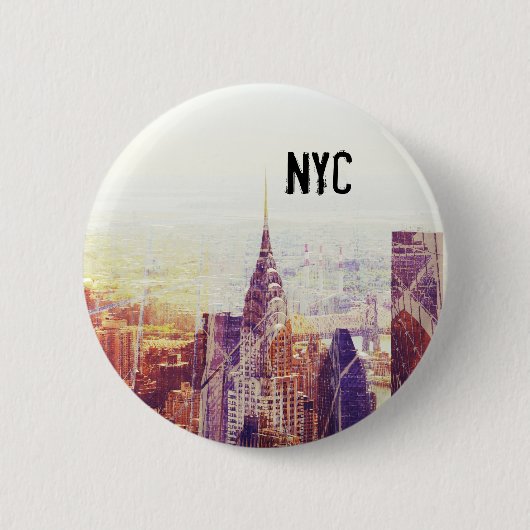 skyline New York-knop Ronde Button 5,7 Cm (Voorkant)