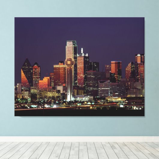 Skyline of Dallas, Texas Canvas Afdruk (Insitu (Houten vloer))