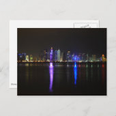 Skyline of Doha, Qatar 's nachts briefkaart (Voorkant / Achterkant)