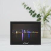 Skyline of Doha, Qatar 's nachts zwart briefkaart (Staand voorkant)