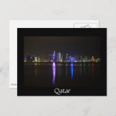 Skyline of Doha, Qatar 's nachts zwart briefkaart (Voorkant / Achterkant)