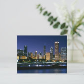 Skyline of Downtown Chicago 's nachts Briefkaart (Staand voorkant)