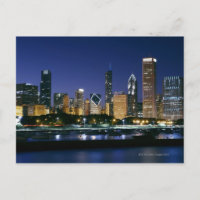 Skyline of Downtown Chicago 's nachts