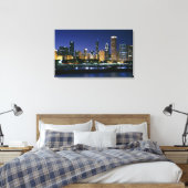 Skyline of Downtown Chicago 's nachts Canvas Afdruk (Insitu (Slaapkamer))