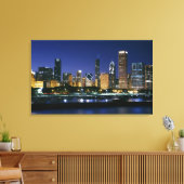 Skyline of Downtown Chicago 's nachts Canvas Afdruk (Insitu (Woonkamer))