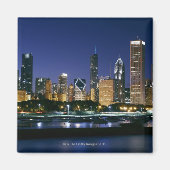Skyline of Downtown Chicago 's nachts Magneet (Voorkant)