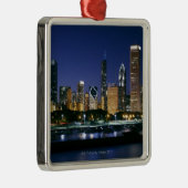 Skyline of Downtown Chicago 's nachts Metalen Ornament (Rechts)