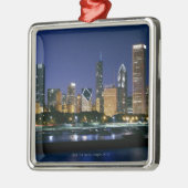Skyline of Downtown Chicago 's nachts Metalen Ornament (Links)