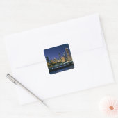Skyline of Downtown Chicago 's nachts Vierkante Sticker (Envelop)