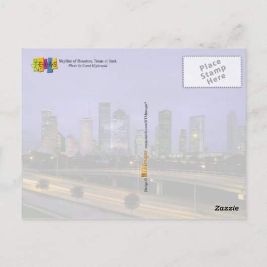 Skyline of Houston, Texas bij schemering Briefkaart (Achterkant)