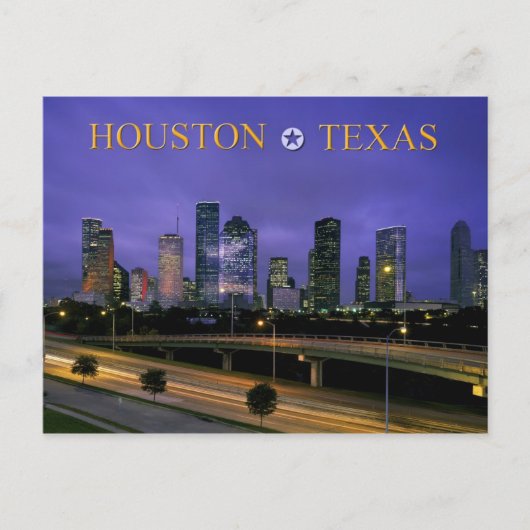 Skyline of Houston, Texas bij schemering Briefkaart (Voorkant)