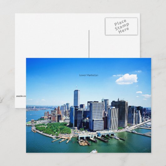 Skyline of Lower Manhattan (gelabeld) Feestdagenkaart (Voorkant / Achterkant)