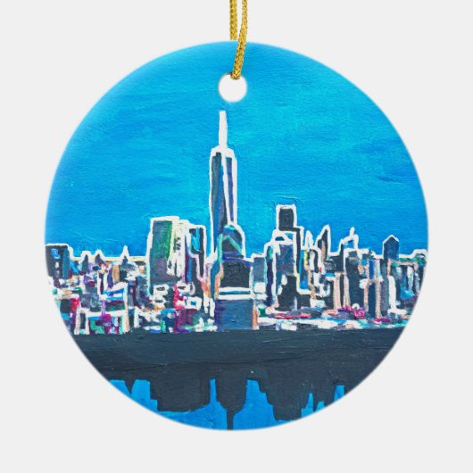 Skyline of Manhattan New York City met Keramisch Ornament (Voorkant)