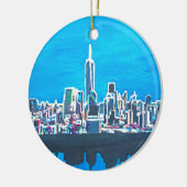 Skyline of Manhattan New York City met Keramisch Ornament (Links)