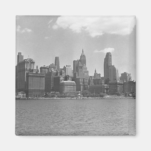 Skyline of Manhattan New York USA B&W Magneet (Voorkant)