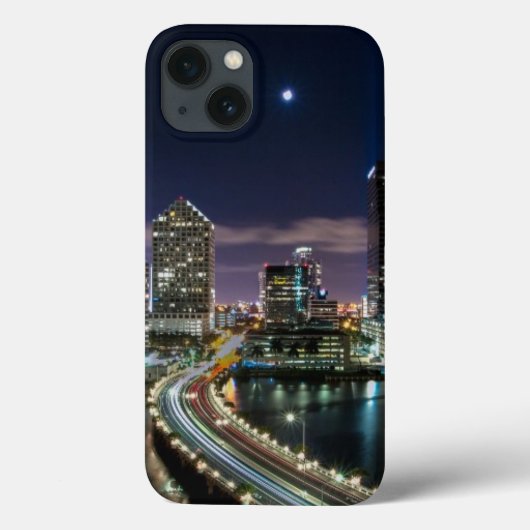 Skyline of Miami city with bridge at night Case-Mate iPhone Case (Achterkant)