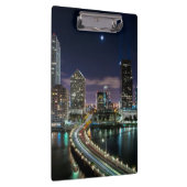 Skyline of Miami city with bridge at night Klembord (Rechts)