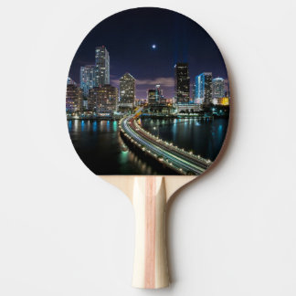 Skyline of Miami city with bridge at night Tafeltennisbatje