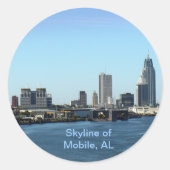 Skyline of Mobile, AL Ronde Sticker (Voorkant)