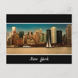 Skyline of New York met White Sailboat op Hudson Briefkaart