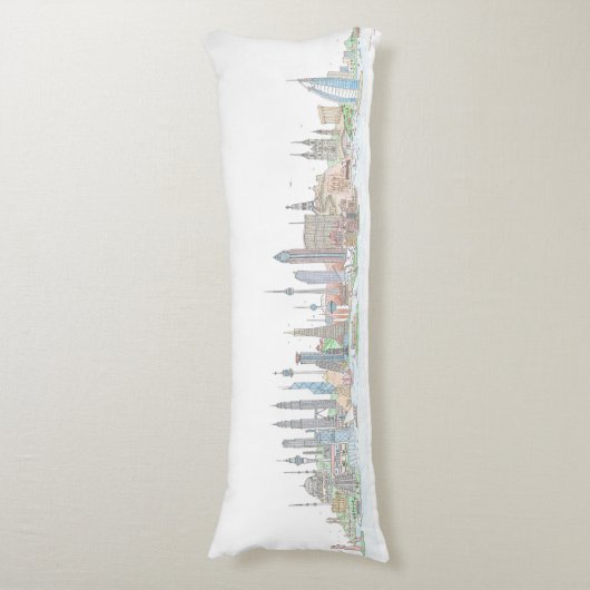 Skyline of the World Lichaamskussen (Voorkant Verticaal)