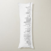 Skyline of the World (zwart + wit) Lichaamskussen (Voorkant Verticaal)