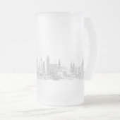 Skyline of the World (zwart + wit) Matglas Bierpul (Voorkant rechts)