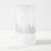 Skyline of the World (zwart + wit) Matglas Bierpul (Center)