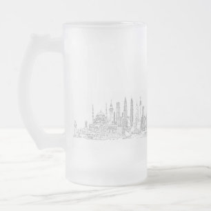 Skyline of the World (zwart + wit) Matglas Bierpul