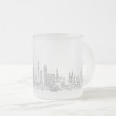 Skyline of the World (zwart + wit) Matglas Koffiemok (Voorkant rechts)