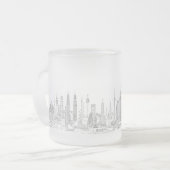 Skyline of the World (zwart + wit) Matglas Koffiemok (Voorkant links)