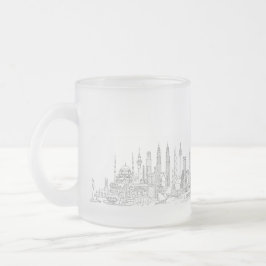 Skyline of the World (zwart + wit) Matglas Koffiemok