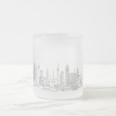 Skyline of the World (zwart + wit) Matglas Koffiemok (Center)