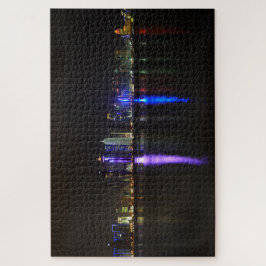 Skyline of verlimined Doha, Qatar 's nachts Legpuzzel
