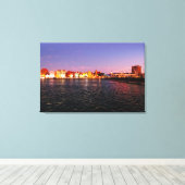 Skyline of Willemstad bij Night Canvas Afdruk (Insitu (Houten vloer))