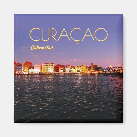 Skyline of Willemstad in Night (aanpasbaar) Magneet (Voorkant)