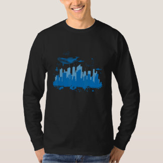Skyline onderwaterwereld met Blue Whale City T-shirt