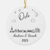 Skyline Oslo Ornament, Noorwegen Keramisch Ornament (Voorkant)