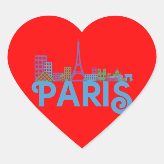 Skyline Paris Hart Sticker (Voorkant)