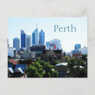 Skyline, Perth, Western Australië op zoek naar het Briefkaart
