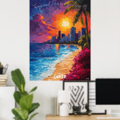Skyline Poster van Cancún - levendige Mexicaanse s (Thuiskantoor)
