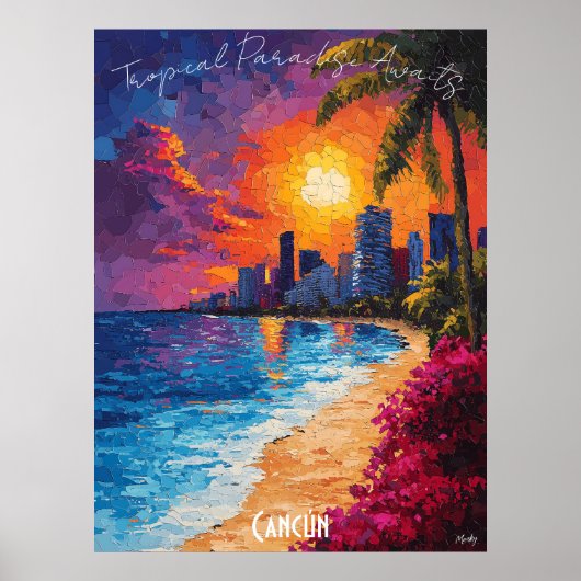 Skyline Poster van Cancún - levendige Mexicaanse s (Voorkant)