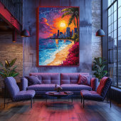 Skyline Poster van Cancún - levendige Mexicaanse s