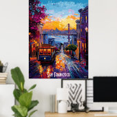 Skyline Poster van San Francisco - Iconisch Califo (Thuiskantoor)