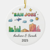 Skyline San Jose Ornament, Californië Keramisch Ornament (Voorkant)