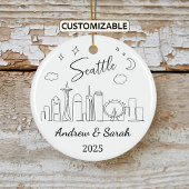 Skyline Seattle Ornament, Verenigde Staten Keramisch Ornament