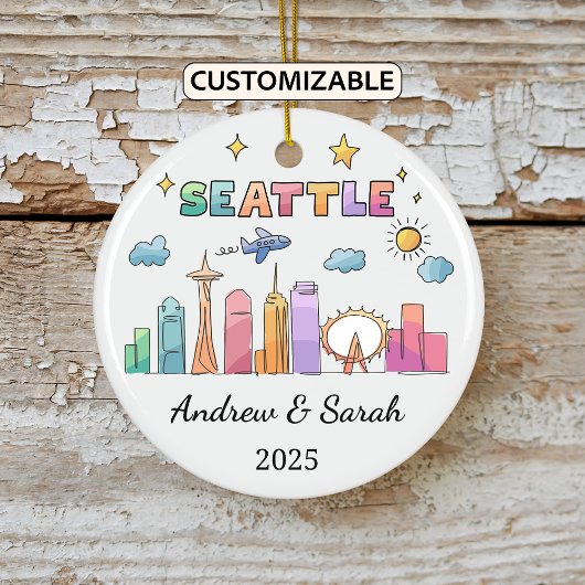 Skyline Seattle Ornament, Verenigde Staten Keramisch Ornament