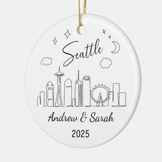 Skyline Seattle Ornament, Verenigde Staten Keramisch Ornament (Links)