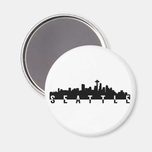 skyline silhouette zwarte vormgeving americ magneet (Voorkant / Achterkant)