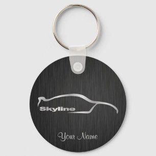 Skyline Silver Silhouette met elegante zwarte acht Sleutelhanger